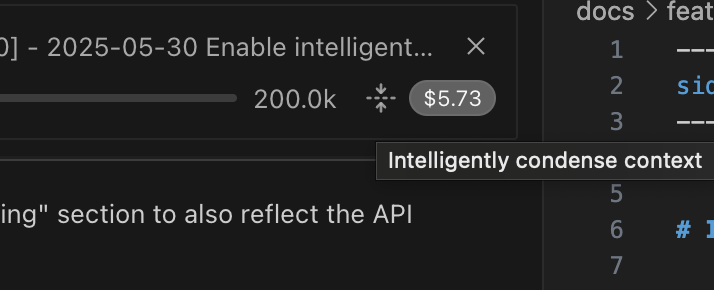 Manual Condense Context button in expanded task view